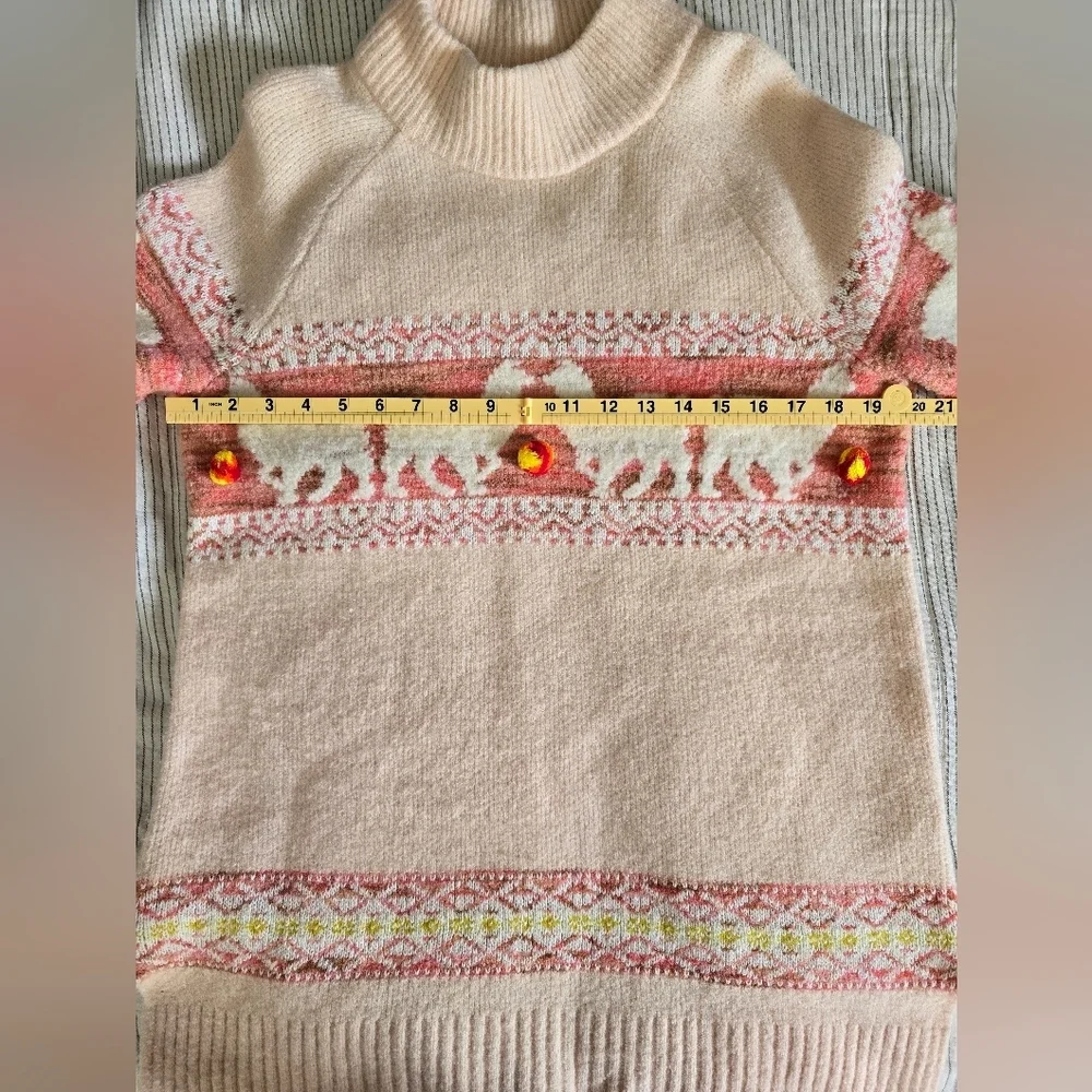 By Anthropologie Aimee Pommed Alpaca Sweater Size M Pink Knit - Picture 7 of 7
